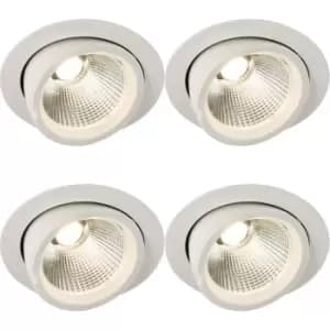 4 PACK Fully Adjustable Ceiling Downlight - 36W Warm White LED - Matt White