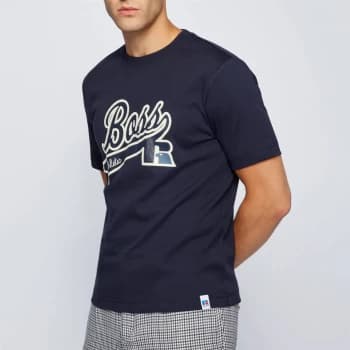 Hugo Boss X Russell Athletic Chest Logo Baseball T-Shirt Navy Size S Men
