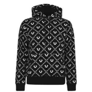 True Religion All Over Logo OTH Hoodie - Black