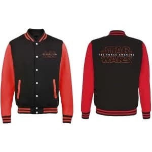 Star Wars - Episode VII Logo Unisex Large Varsity Jacket - Black/Red