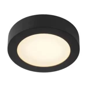 Lucide BRICE-LED - Flush Ceiling Light Bathroom - Ø18cm - LED Dim. - 1x12W 3000K - IP44 - Black