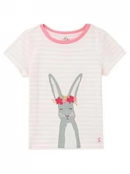 Joules Girls Astra Rabbit Short Sleeve T-Shirt - Pink, Size Age: 4 Years, Women