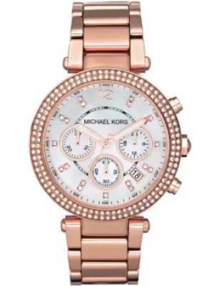 Michael Kors Mother of Pearl Stone Chronograph Dial Rose Gold...