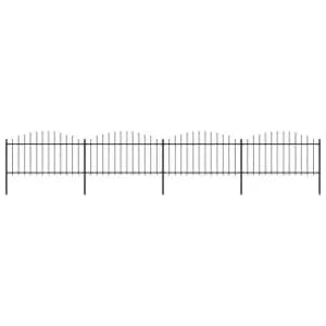 Vidaxl Garden Fence With Spear Top Steel (1.25-1.5)x6.8 M Black