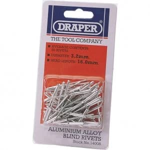 Draper Aluminium Pop Rivets 3.2mm 15.8mm Pack of 50