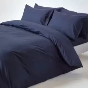HOMESCAPES Navy Blue Egyptian Cotton Duvet Cover Set 200 Thread Count, Double - Navy blue - Navy blue