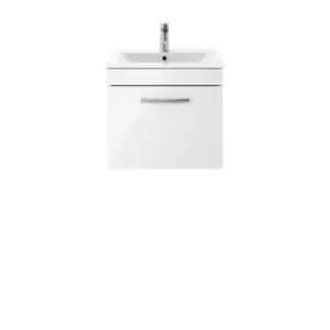 Nuie Athena 500 Wall Hung Single Drawer Vanity & Minimalist Basin - Gloss White