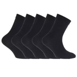FLOSO Childrens/Kids Plain School Socks (Pack Of 5) (4-6 UK) (Navy)