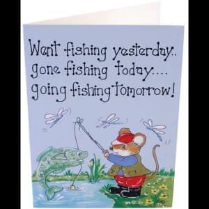 Pack of 6 Went Fishing Yesterday Smiley Cards
