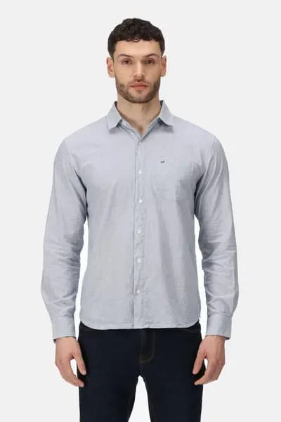 Regatta Coolweave Cotton 'Brycen' Long Sleeve Shirt Pale Blue