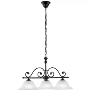 Murcia - 3 Light Ceiling Pendant Bar Black, Alabaster Glass, E27 - Eglo