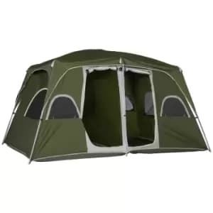 Outsunny 4-8 Person 2 Room Tent w/ Large Mesh Windows - Green