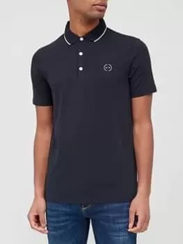 Armani Exchange Tipped Collar Jersey Polo Shirt - Black, Navy, Size S, Men