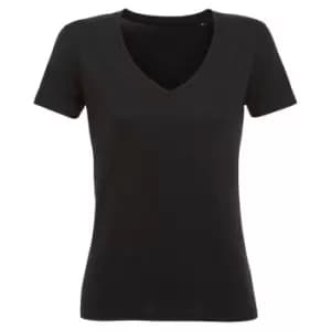 SOLS Womens/Ladies Motion V Neck T-Shirt (M) (Deep Black)