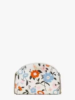 Spencer Floral Garden Embossed Double-Zip Dome Crossbody - Cream - One Size
