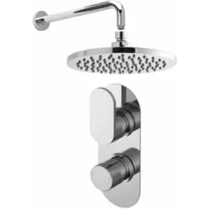 Nuie - Binsey Twin Round Thermostatic Concealed Shower Valve with Fixed Head and Arm - Chrome