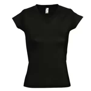 SOLs Womens/Ladies Moon V Neck Short Sleeve T-Shirt (3XL) (Deep Black)