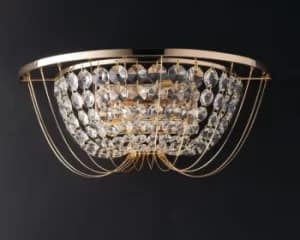 Vienna Crystal K9 Flush Wall Light, Gold, E14