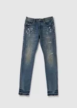 Purple Brand Mens Indigo Dirty Vintage White Paint In Blue