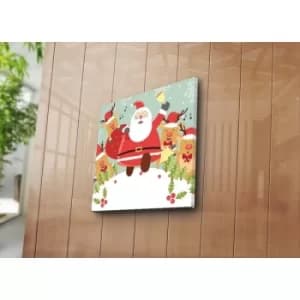 4545YYC-004 Multicolor Decorative Canvas Painting Santa and Reindeer