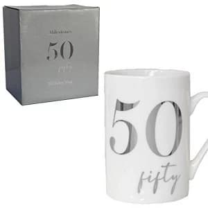 Milestones New Bone China 11oz Mug with Silver Foil - 50