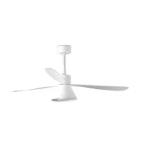 Amelia Large Cone LED White Ceiling Fan, 6 Speed