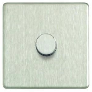 Wickes Dimmer Switch 1 Gang 2 Way 400W Brushed Steel Screwless Flat Plate