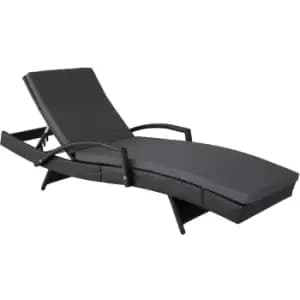 Tectake Oceana Rattan Sun Lounger - Black