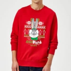 Looney Tunes Bugs Bunny Knit Christmas Sweatshirt - Red - L