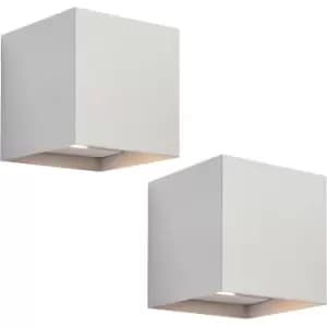 2 PACK Up & Down Twin Outdoor Wall Light - 2 x 5.5W CCT LED - Matt White