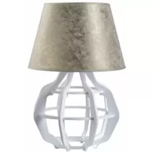 Keter Bento Table Lamp With Round Tapered Shade White, Gold, 30.5cm, 1x E27