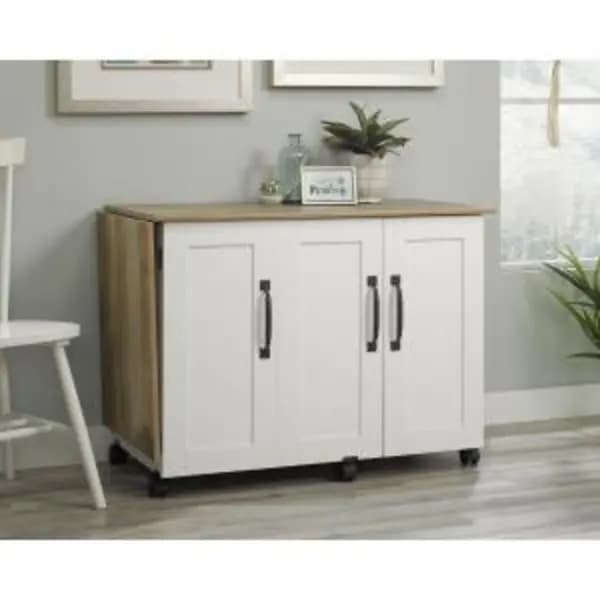 Teknik Teknik Craft Sewing/Craft Cart W1580 x D494 x H724mm Soft White Lintel Oak Finish - 5426934 5426934