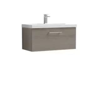 Nuie Arno 800mm Wall Hung 1 Drawer Vanity & Basin 1 Solace Oak