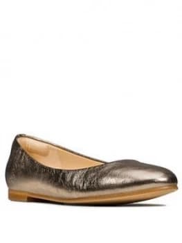 Clarks Grace Piper Leather Ballerina - Stone
