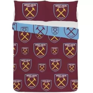 West Ham United FC Duvet Cover Set (Single) (Claret Red/Sky Blue) - Claret Red/Sky Blue