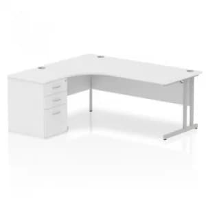 Impulse 1800 Left Hand Cantilever Workstation 600 Pedestal Bundle White