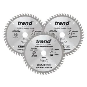 Trend CraftPro Plunge Saw Blade 160 x 20mm x 24T/48T (Pack 3)