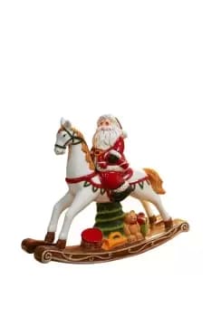 Santa on Rocking Horse Ornament 26.5cm