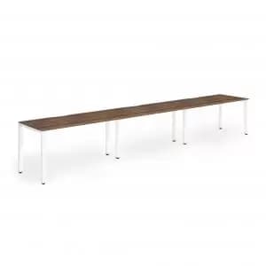 Single White Frame Bench Desk 1200 Walnut 3 Pod