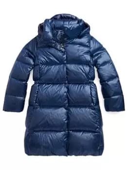 Ralph Lauren Girls Long Down Padded Coat - Newport Navy, Size 16 Years=Xl, Women