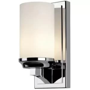 IP44 Small Wall Light White Opal Etched Glass Shade Polished Chrome LED G9 3.5W