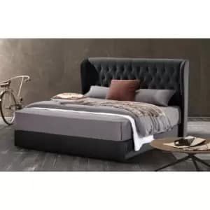 Mariappa Bed King Plush Velvet Black