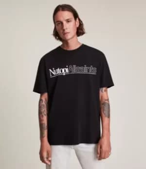 AllSaints Mens Topia Crew T-Shirt, Jet Black, Size: L