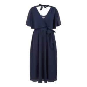 Yumi Navy Wrap Midi Dress - Blue