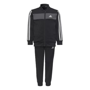 adidas Essentials 3-Stripes Shiny Tracksuit Kids - Black / Grey Six / White