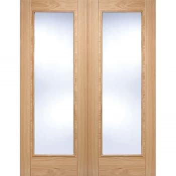 Vancouver Pattern 10 Internal Glazed Prefinished Oak 1 Lite Pair Doors - 1168 x 1981mm