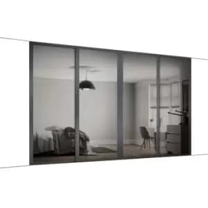 Spacepro Shaker Mirrored Graphite 4 Door Sliding Wardrobe Door Kit (H)2260mm (W)2290mm