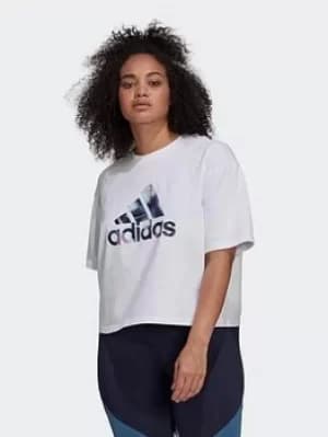 adidas U4u Crop Logo T-Shirt (plus Size), Blue, Size 1X, Women