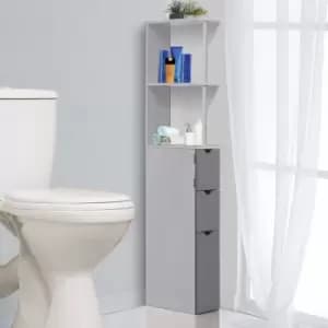Slimline Bathroom Storage Cupboard White With Drawers