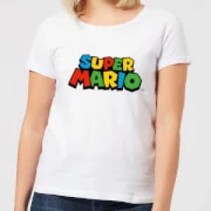 Nintendo Super Mario Colour Logo Womens T-Shirt - White - 3XL